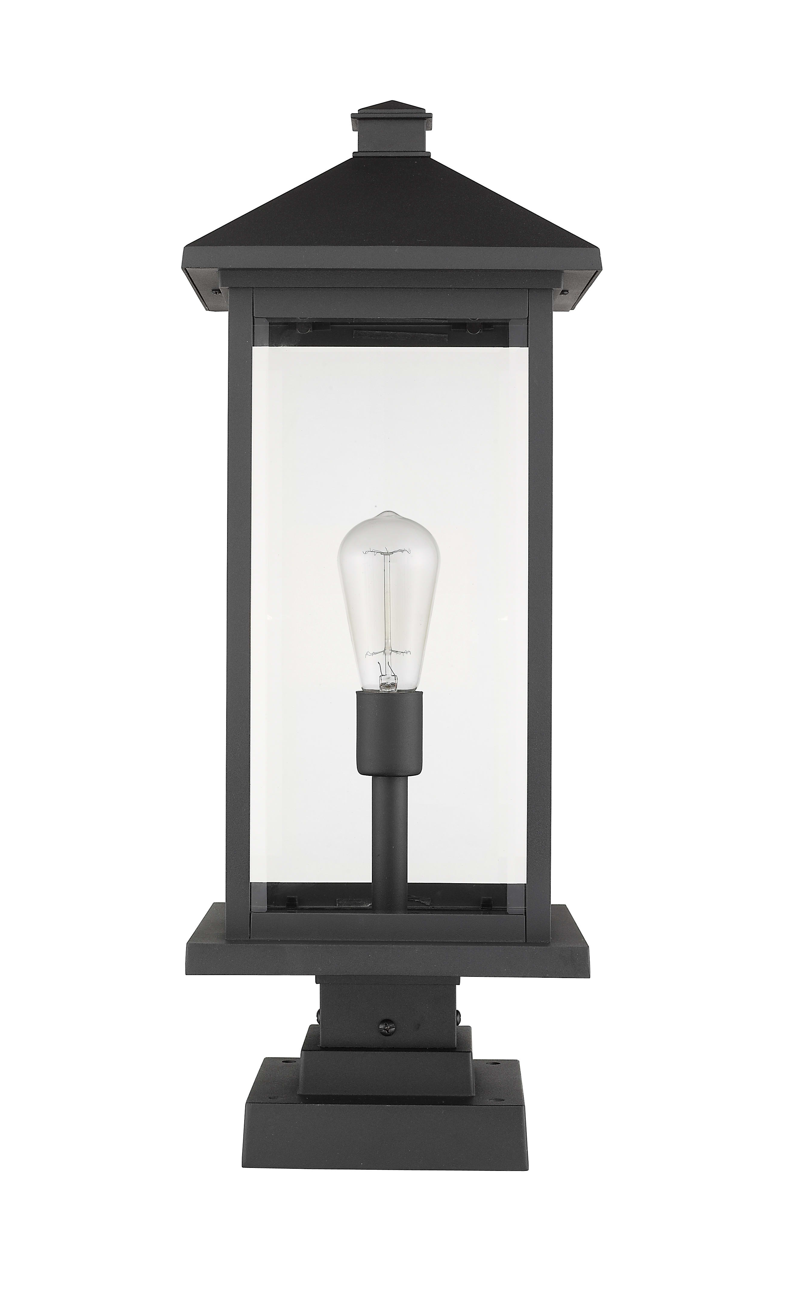 531PHMR-533PM-BK Black Portland 17.75 Tall 1 Light Outdoor Lantern Pier Mount Light
