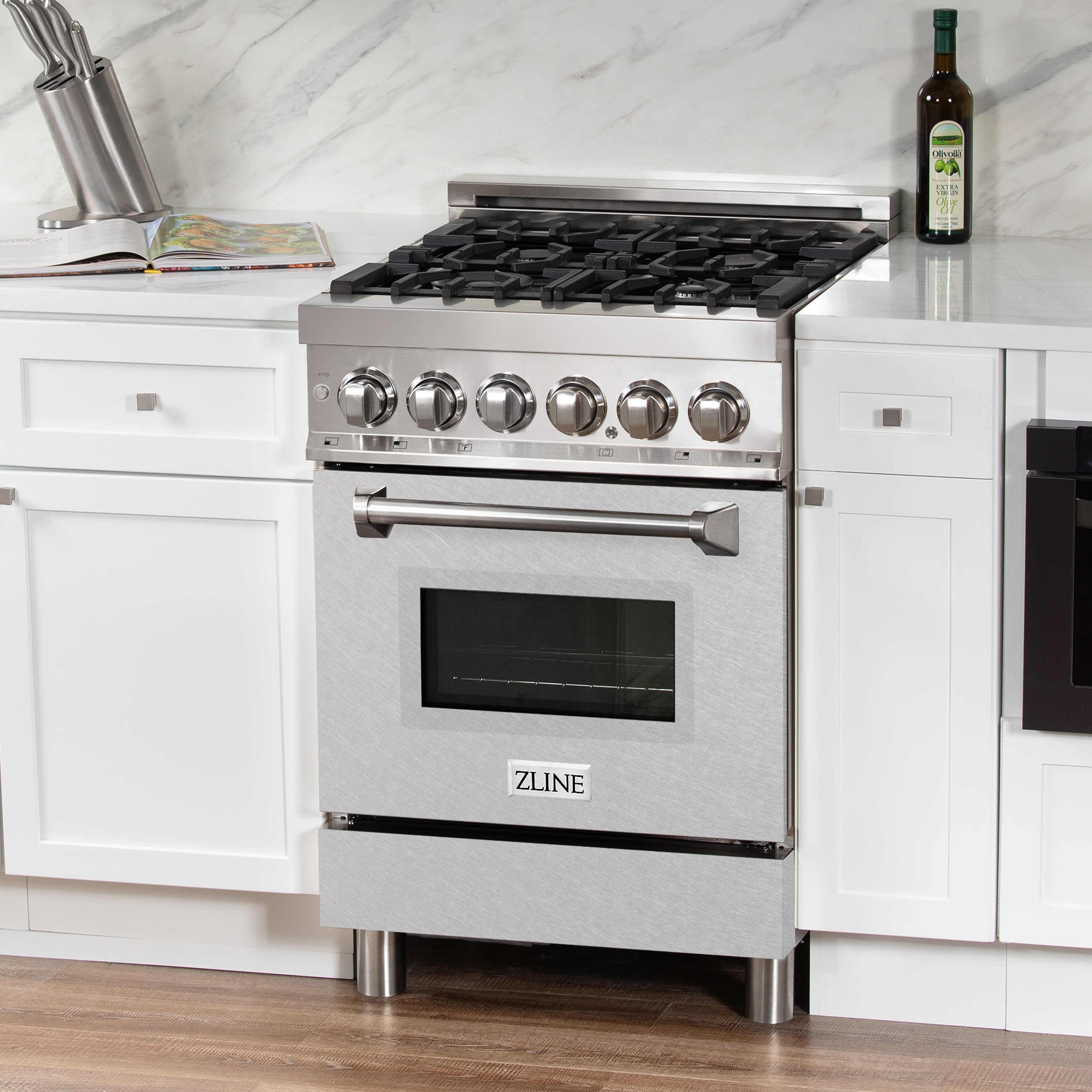 Zline Ra Rm 24 Red Matte Professional 24 Inch Wide 2 8 Cu Ft Slide In Free Standing Dual Fuel Range With Handcrafted Italian Burners Ventingdirect Com