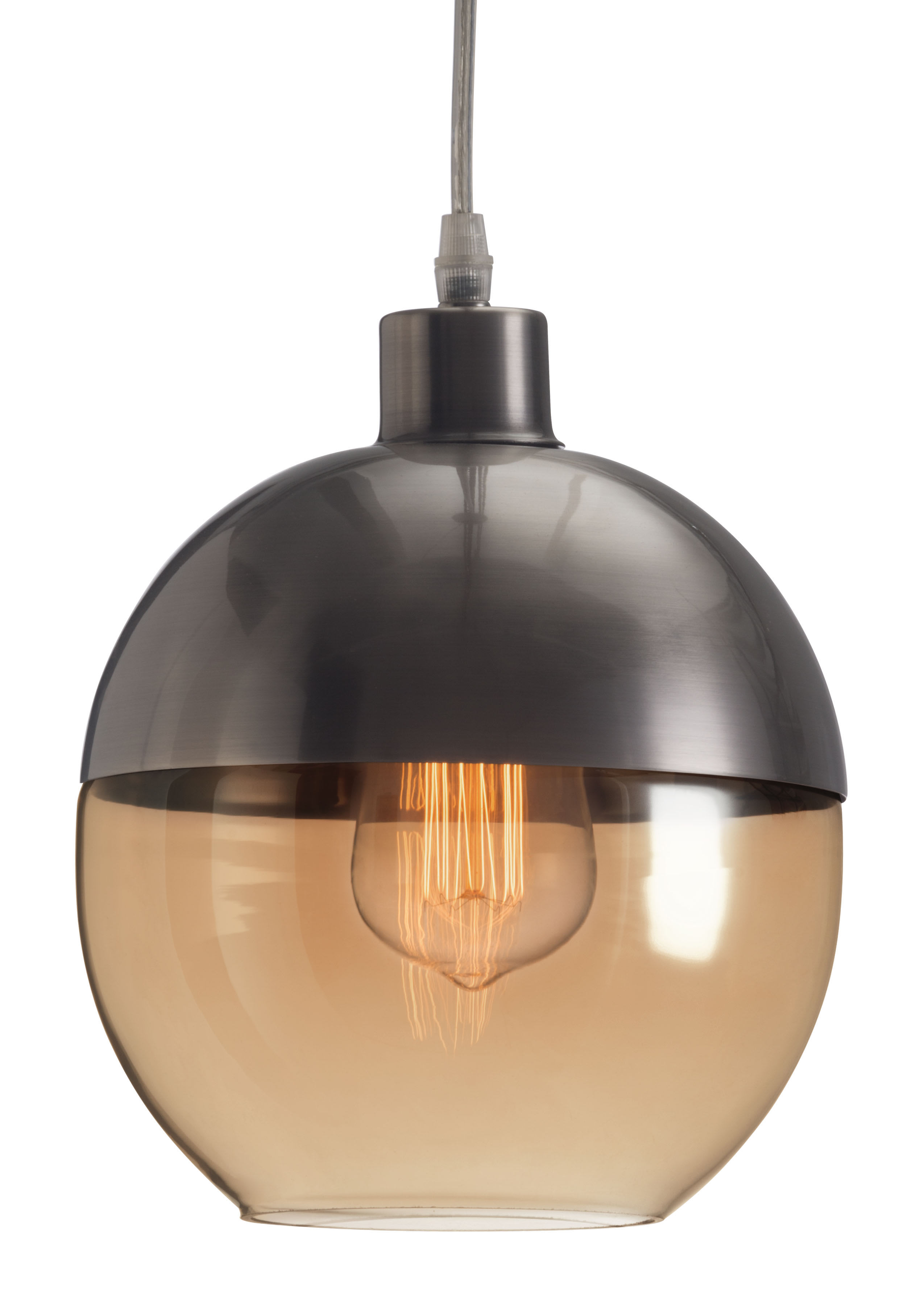 Zuo Modern 50315 Satin And Amber Te 1 Light Pendant With Dome Zuo Modern 50315 Satin And Amber Te