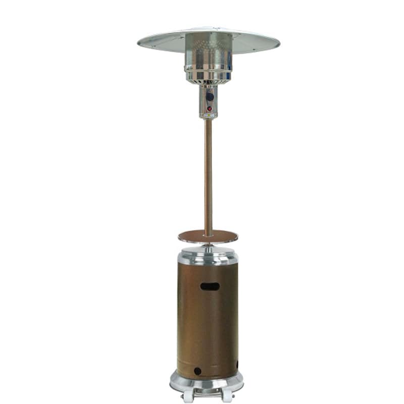 AZ Patio Heaters HLDS01-SSH 87 Inch Tall 48000 BTU Liquid Propane Heater with Table Hammered Bronze and Stainless Steel Outdoor Living Heaters Free
