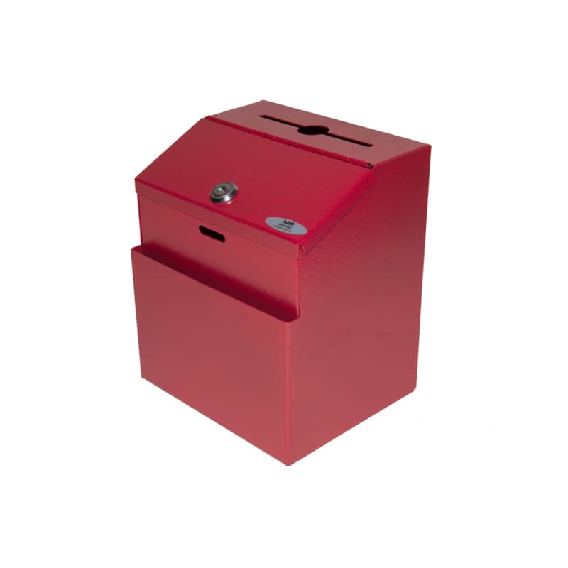 Alpine Industries Wall Mountable Steel Locking Suggestion Box, Red