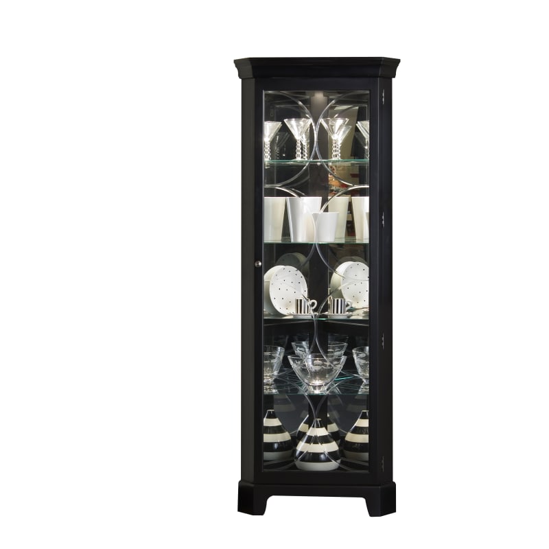 Pulaski Oxford Black Corner Curio Cabinet **Inspected all looks good and glass is intact**