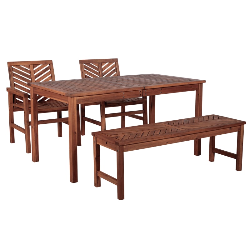 Delacoradelacora We Bdw4dgvin Chancellor 4 Piece Wood Framed Outdoor Farmhouse Dining Set Dark Brown Outdoor Furniture Sets Dining Dailymail