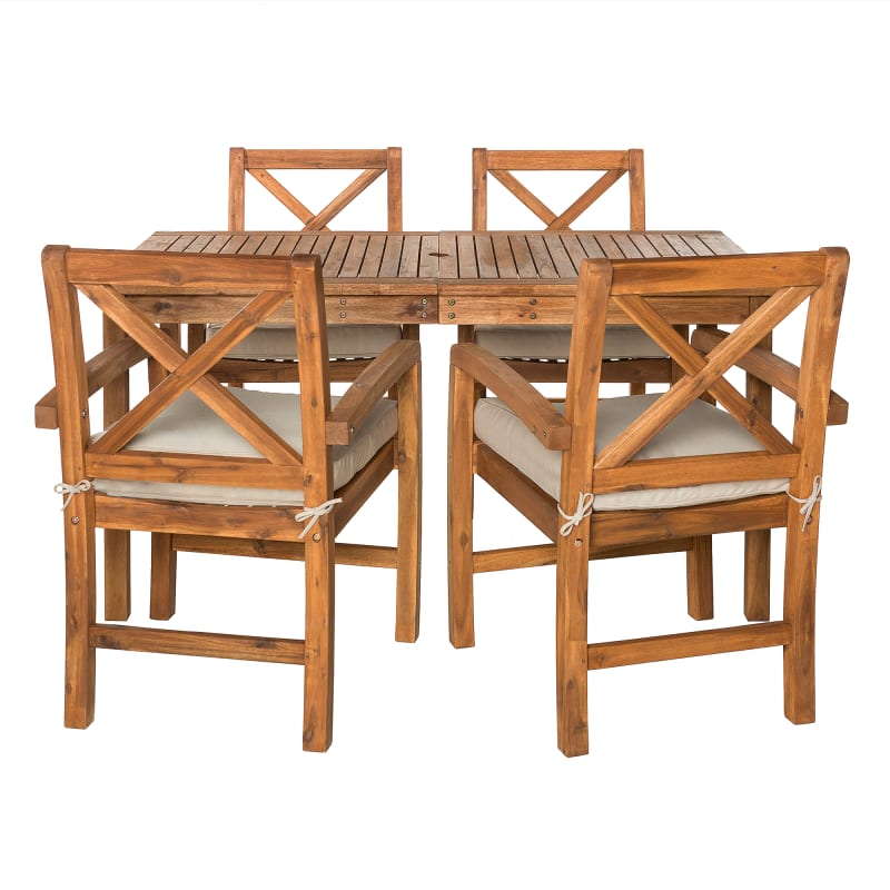Delacoradelacora We Bdw5xsdt Sydney Five Piece Acacia Wood X Shaped Back Dining Table Set Acacia Outdoor Furniture Sets Dining Dailymail