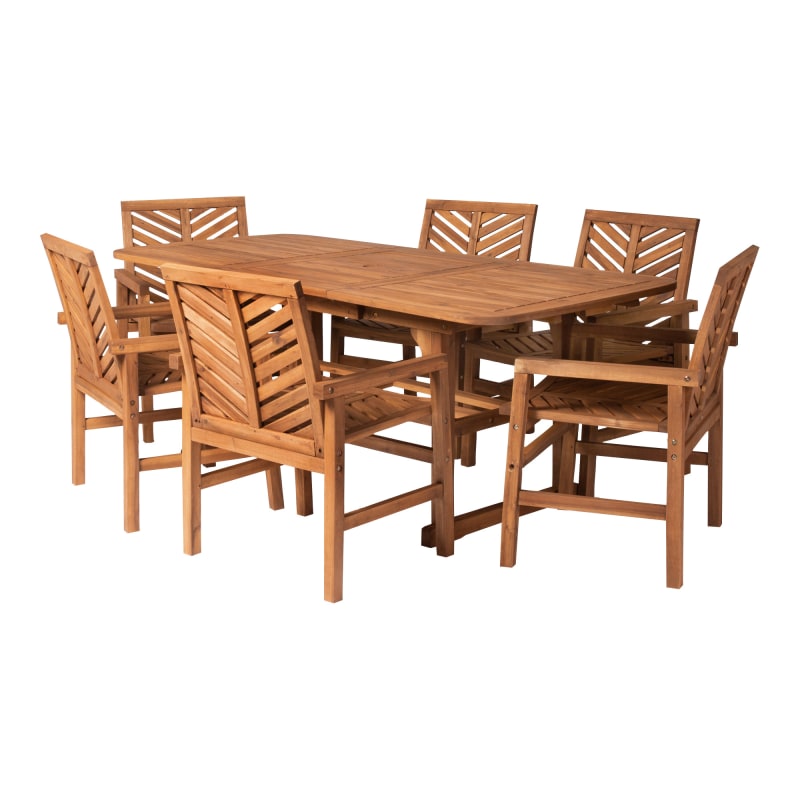Delacoradelacora We Bdw7txvin 7 Piece Acacia Framed Outdoor Dining Set With Butterfly Extension Brown Outdoor Furniture Sets Dining Dailymail