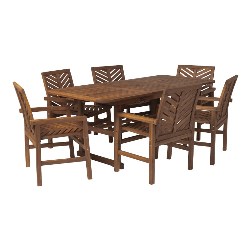 Delacoradelacora We Bdw7txvin 7 Piece Acacia Framed Outdoor Dining Set With Butterfly Extension Dark Brown Outdoor Furniture Sets Dining Dailymail