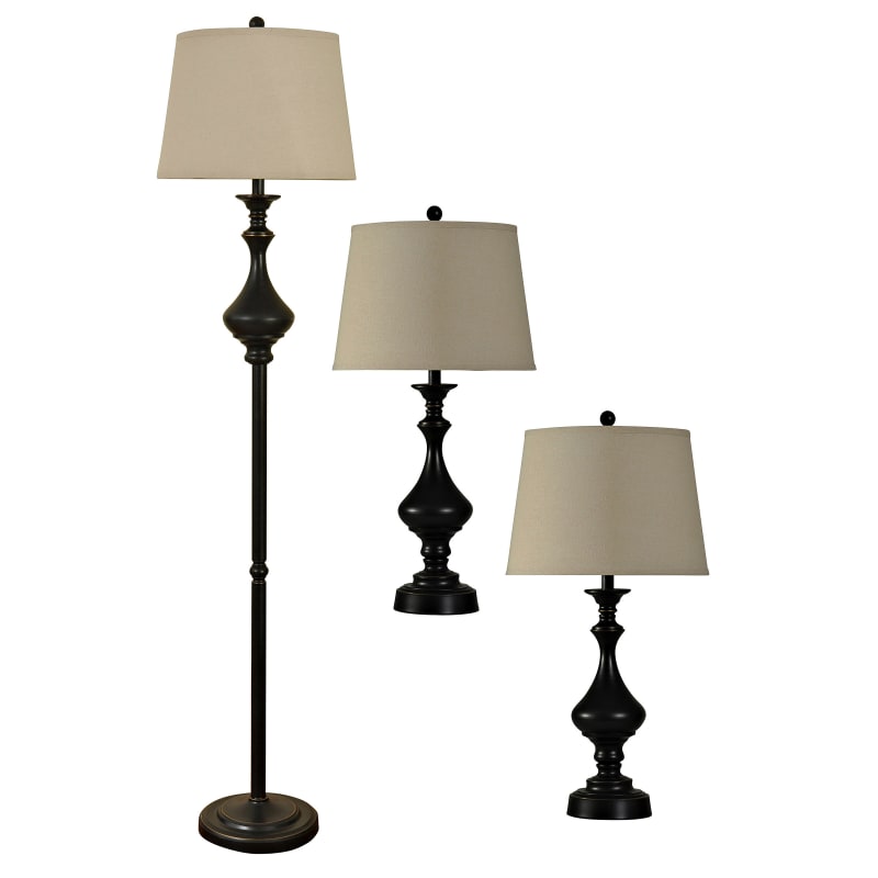 Delacoradelacora Sc L82233 Asher 31 Tall Accent Lamp Set Includes 2 Table And 1 Floor Lamp With Hardback Fabric Shade Bronze Lamps Lamp Sets Dailymail
