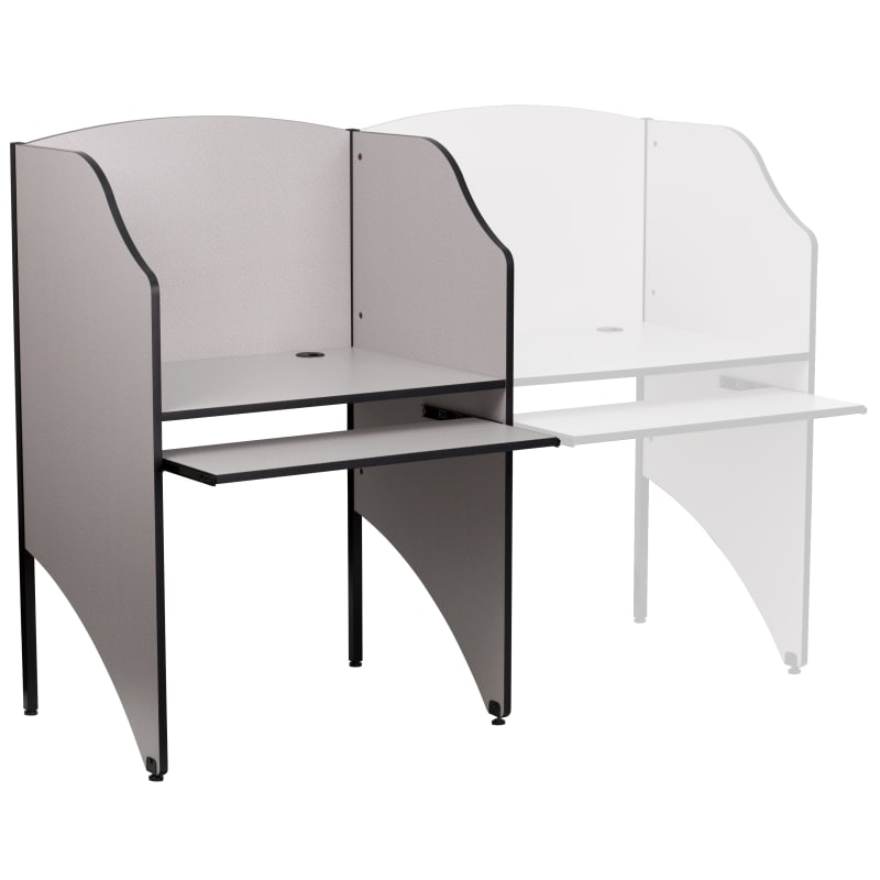 Delacora FF-MT-M6201-GG Vintage 33" Wide Small Space Desk Study Space with Sides - Study Carrel Gray Indoor Furniture Desks Classroom