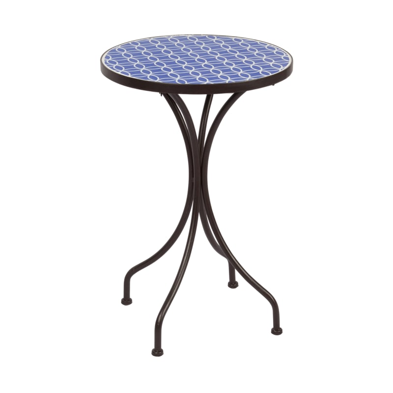 Delacoradelacora Bs Omt003 14 Wide Ceramic Tile Top Iron Framed Outdoor Side Table Blue White Outdoor Furniture Tables Accent Dailymail