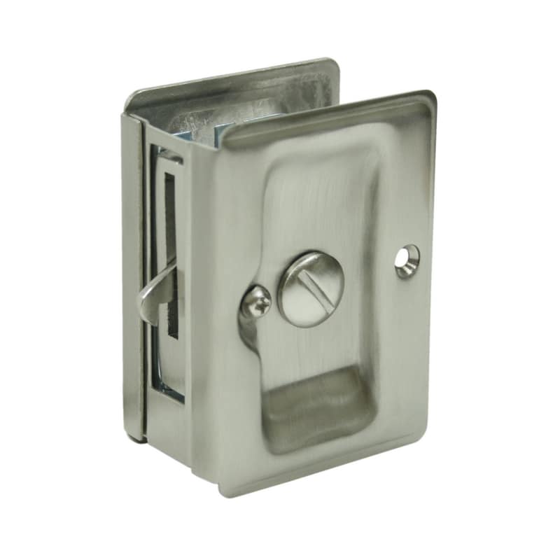 Deltana SDLA325 3-1/4 Inch Tall Pocket Door Privacy Lock Satin Nickel Pocket Door Lock Privacy
