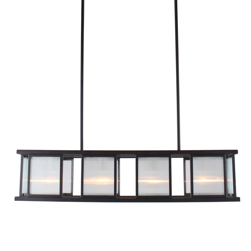 203726A-Eglo Lighting-Henessy - Four Light Linear Pendant  Black/Brushed Nickel Finish