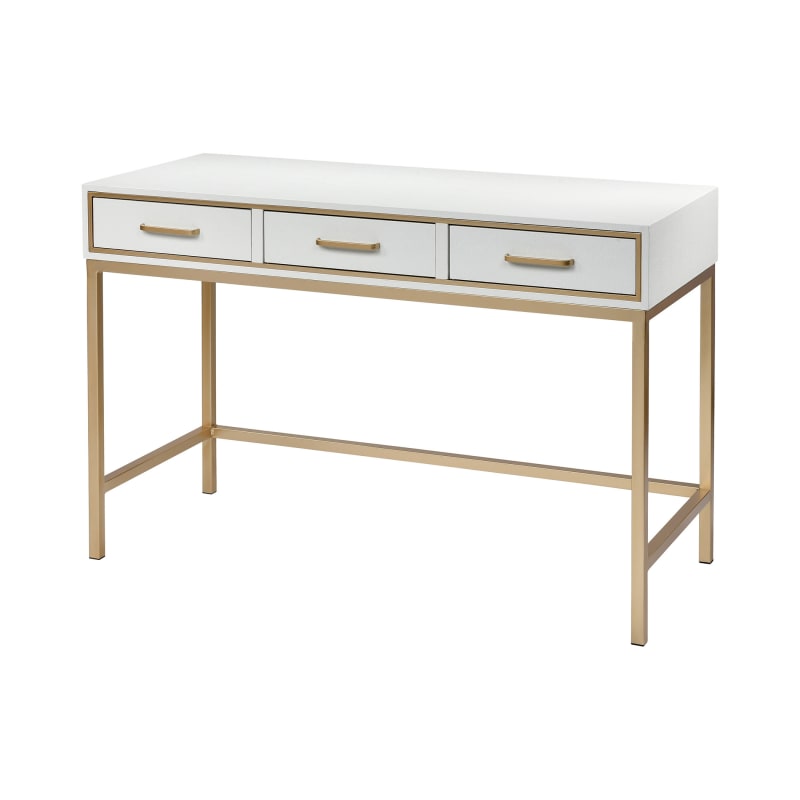 Elk Home 3169 101 Sands Point 47 Wide Faux Leather Top Metal Framed 3 Drawer Office Desk Off White Gold Indoor Furniture Desks Office On Build Com Inc Ibt Shop
