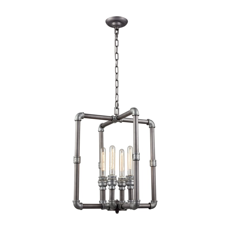 ELK Lighting 10696/4 Cast Iron Pipe 4 Light 19" Wide Chandelier