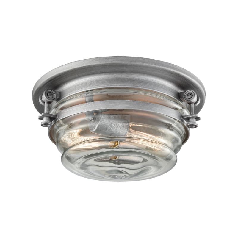 Riley 12   Wide 2-Light Flush Mount - Weathered Zinc Set of 2