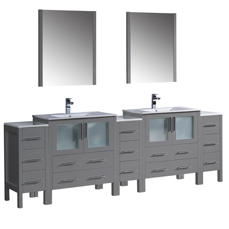 Fresca Fvn62 96 Uns Torino 96 Free Standing Double Vanity Set With Engineered Wood Cabinet Ceramic Vanity Top Framed Mirrors And Single Hole Accuweather Shop