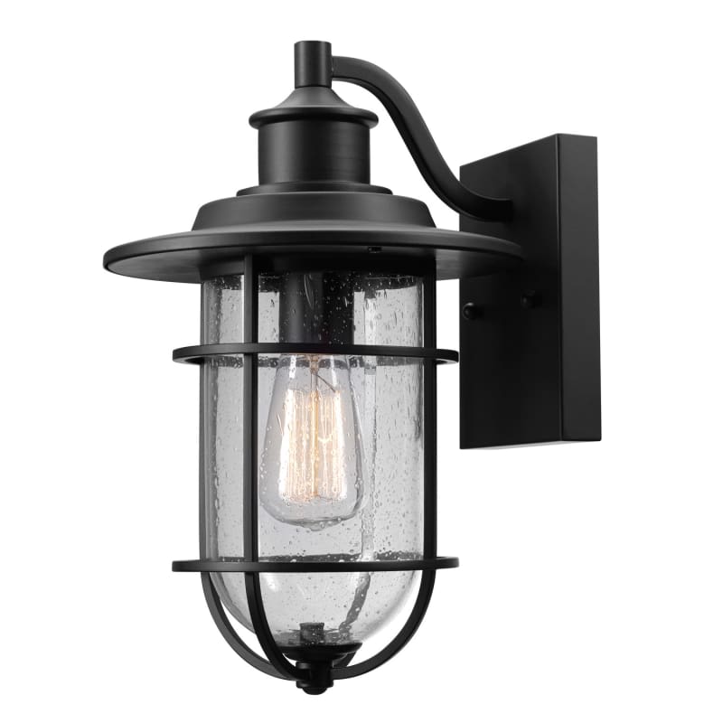 Globe Electric 44094 Turner Single Light 13-19/32" High Outdoor Wall Sconce Black Outdoor Lighting Wall Sconces