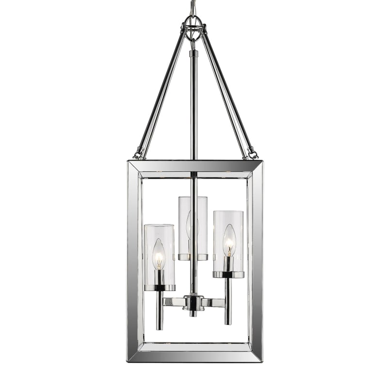 Golden Lighting Smyth 3 Light Pendant in Chrome with Clear Glass