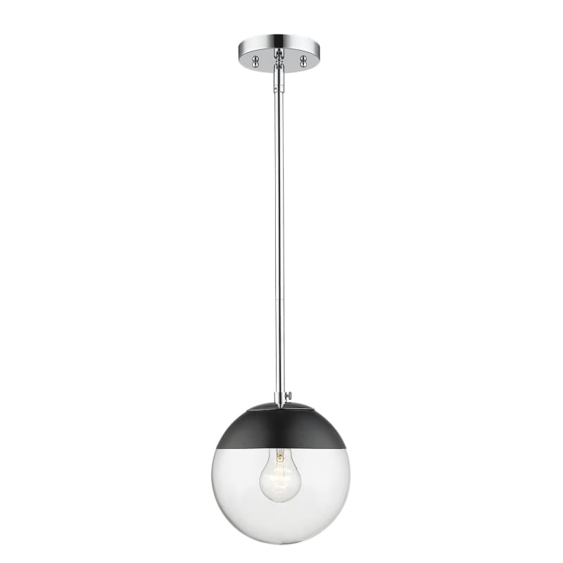 Dixon Mini Pendant in Chrome with Clear Glass and Black Cap