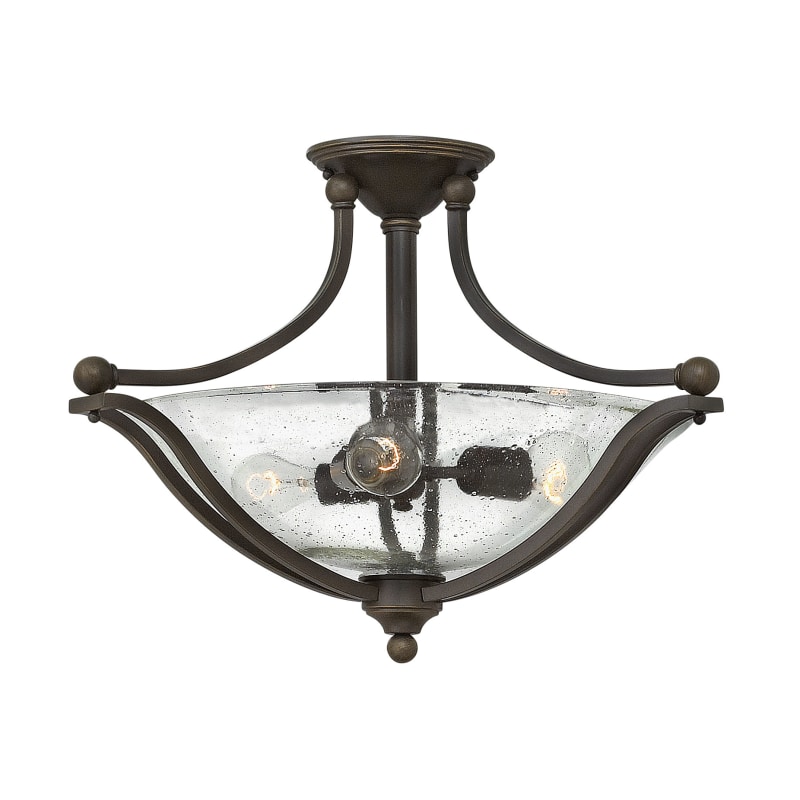 Hinkley Lighting 4669-Cl 3 Light Semi-Flush Ceiling Fixture