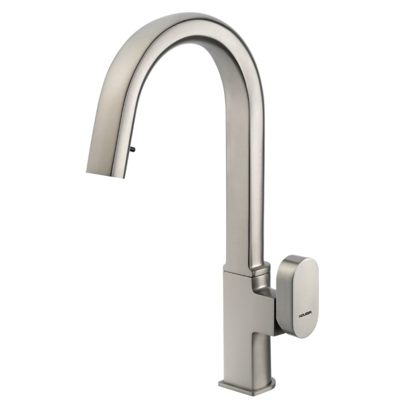 Houzer Azura Hidden Pull Down Kitchen Faucet with CeraDox Technology  Brushed Nickel (AZUPD-968-BN)