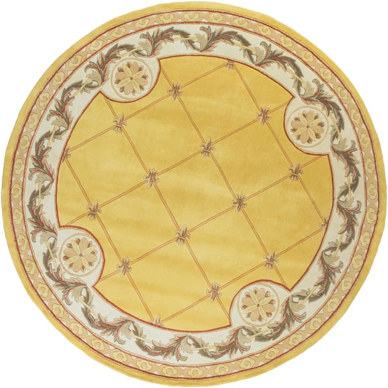 UPC 757618000976 product image for KAS Rugs Jewel 0308 Gold Fleur-De-Lis Hand-Tufted 100% Wool Area Rug with Cotton | upcitemdb.com
