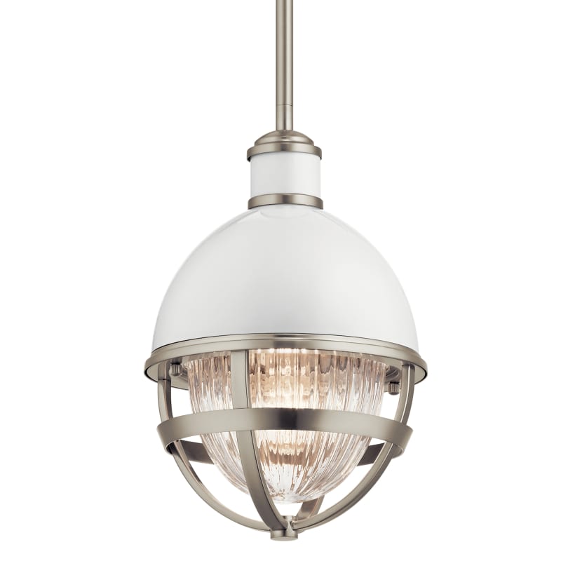 Condition photo showing New/Like New for kichler tollis 8 wide brushed nickel mini pendant
