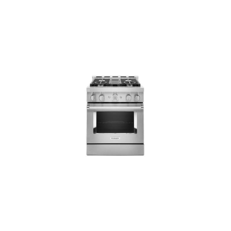 KitchenAid – Commercial-Style 4.1 Cu. Ft. Slide-In Gas True Convection Range with Self-Cleaning – Stainless steel