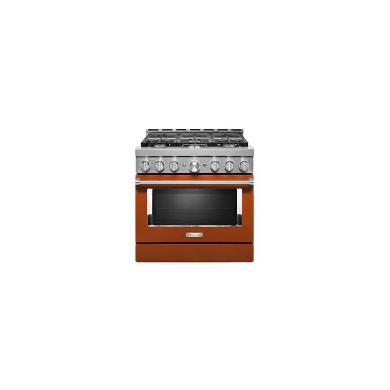 KitchenAid – Commercial-Style 5.1 Cu. Ft. Slide-In Gas True Convection Range with Self-Cleaning – Scorched orange