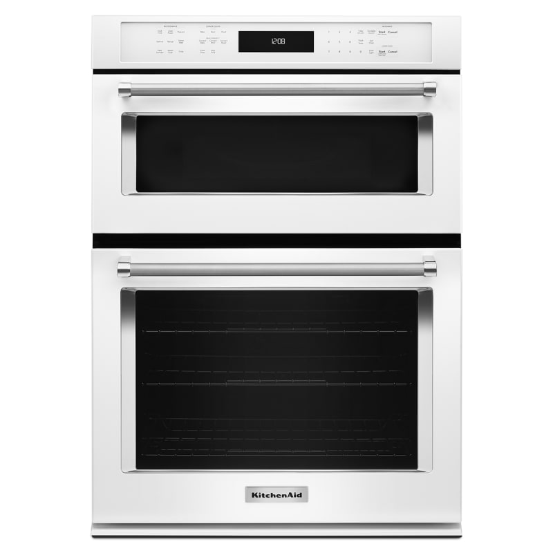 KitchenAid – 30″ Single Electric Convection Wall Oven with Built-In Microwave – White