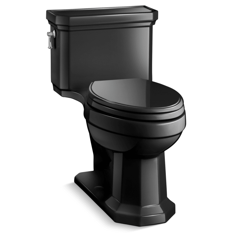 Kohler K-3940-7 Kathryn Comfort Height One-Piece Elongated Black Black Toilet with AquaPiston Technology 1.28 GPF