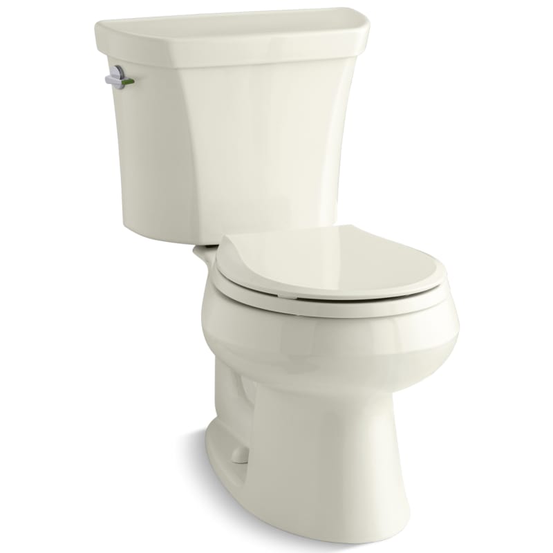 Kohler K-3987-96 Wellworth Dual Flush Two-Piece Round-Front Toilet with Class Five Flush Technology and Left Hand Trip Lever - Less Seat Biscuit Fixture