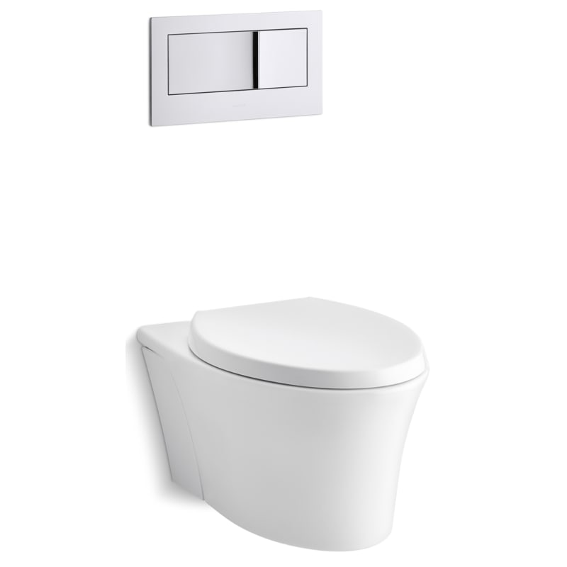 Kohler K-6303-0 Veil 1.6 GPF One-Piece Elongated Toilet with Seat White Fixture Toilet One-Piece Elongated