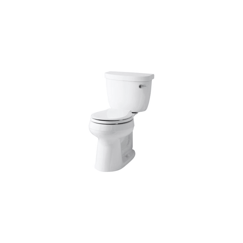 Kohler K-3851-RA-0 Cimarron 1.28 GPF Two-Piece Round Comfort Height Toilet with Right Hand Trip Lever and AquaPiston Technology - Seat Not Included