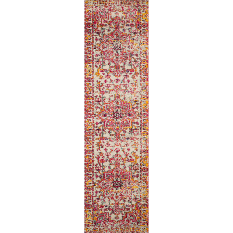 Loloi II Nadia Abstract Ivory / Pink Area Rug Size 2-2x6-0