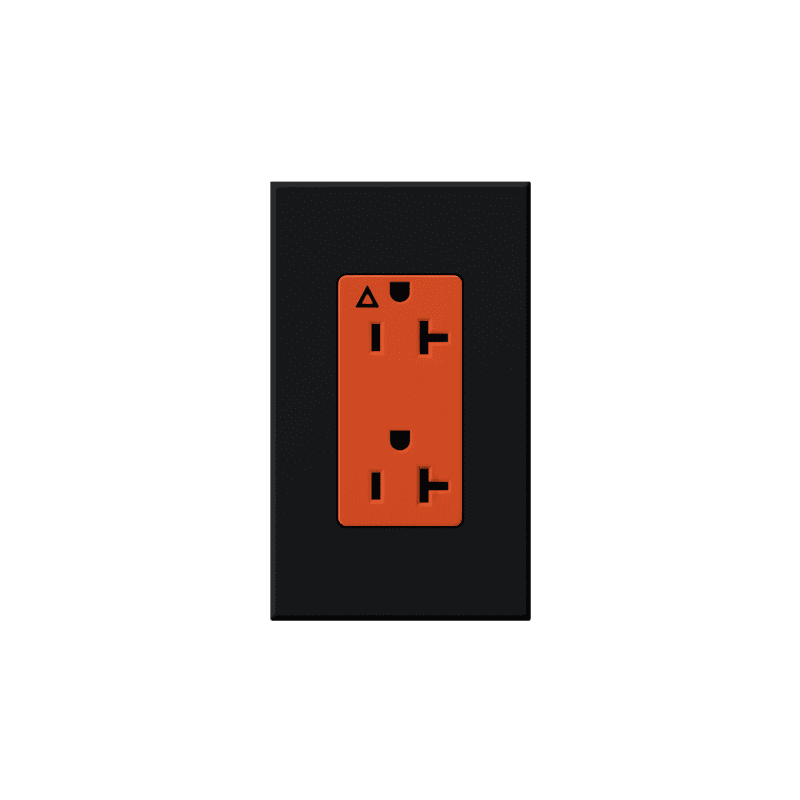 Lutron NTR-20-IG-OR Architectural 125 Volt 20 Ampere Isolated Ground Duplex Receptacle Black Wall Controls Electrical Outlets Electrical Outlets