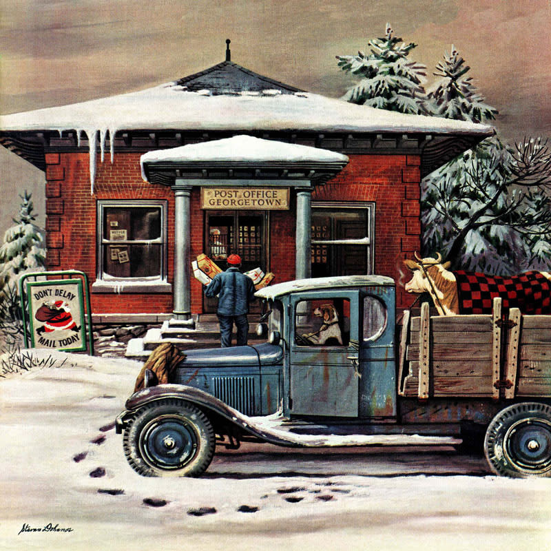 UPC 733520000006 product image for Marmont Hill Rural Post Office at Christmas Stevan Dohanos Painting Print on Can | upcitemdb.com