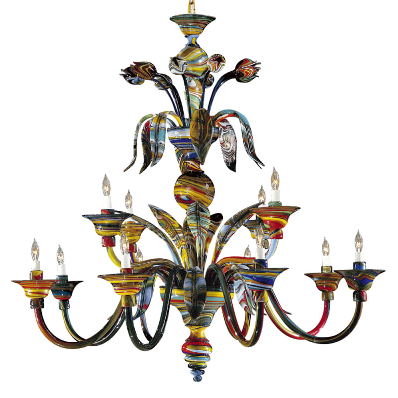 UPC 840254003729 product image for Metropolitan C7056/12 Multicolored Glass Camer 12 Light 2 Tier Candle | upcitemdb.com