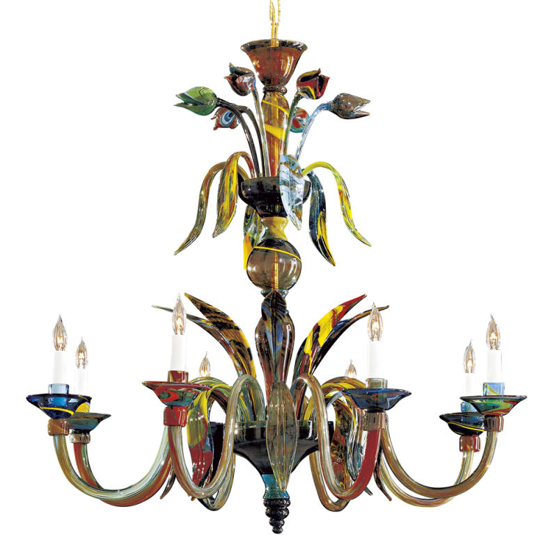 UPC 840254003743 product image for Metropolitan C7056/8 Multicolored Glass Camer 8 Light 1 Tier Candle | upcitemdb.com