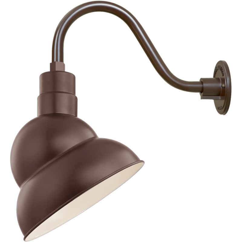 Millennium Lighting RES12-RGN15 R Series 1 Light Outdoor Wall Sconce with 12" Wide Shade and 14.5" Gooseneck Stem Architectural Bronze Outdoor