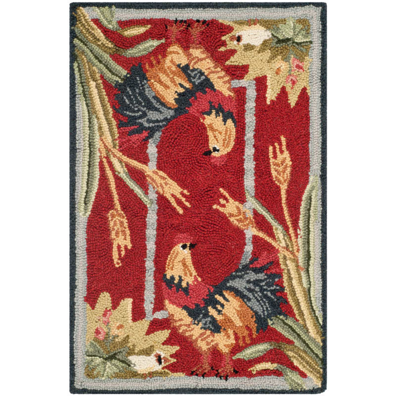 SAFAVIEH Chelsea Lanford Rooster Wool Area Rug  Burgundy  3.9  x 5.9