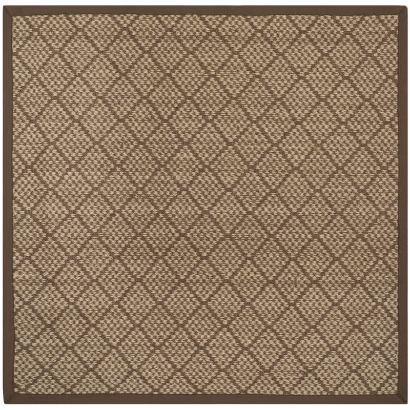 SAFAVIEH Natural Fiber Syeda Geometric Bordered Sisal Area Rug  Natural/Brown  6  Square