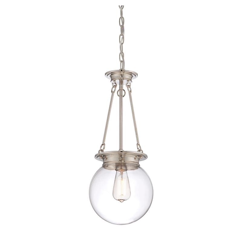 Savoy House Glass Orb 9" Pendant in Polished Nickel