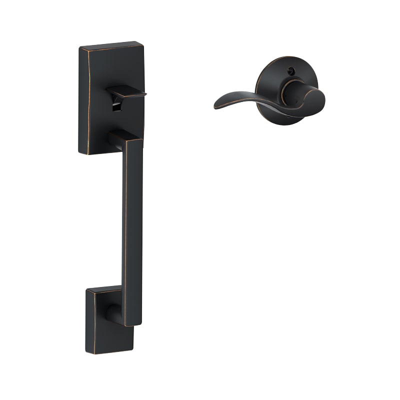 Schlage FE285-CEN-ACC-RH Century Lower Handleset for Schlage Deadbolts with Accent Interior Right Handed Lever Aged Bronze Door Hardware Handlesets