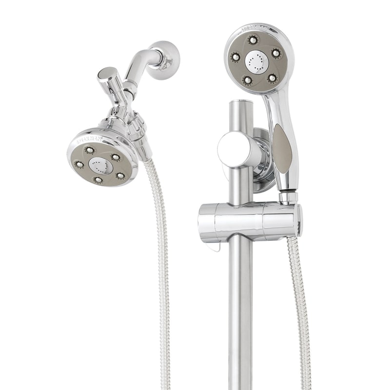 Speakman VS-122007 Napa 2.5 GPM Combination Personal Hand Shower with Fixed Shower Head Diverter Hose and Slide Bar Polished Chrome Showers Shower