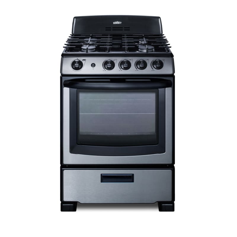 Summit PRO247 24 Inch Wide 2.9 Cu. Ft. Free Standing Gas Range Stainless Steel Cooking Appliances Ranges Gas Ranges