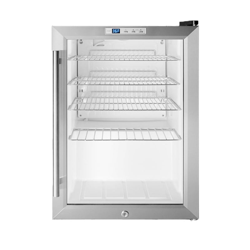 Summit SCR312L 17 Inch Wide 2.5 Cu. Ft. Freestanding Merchandiser Refrigerator with Digital Thermostat, Stainless Steel
