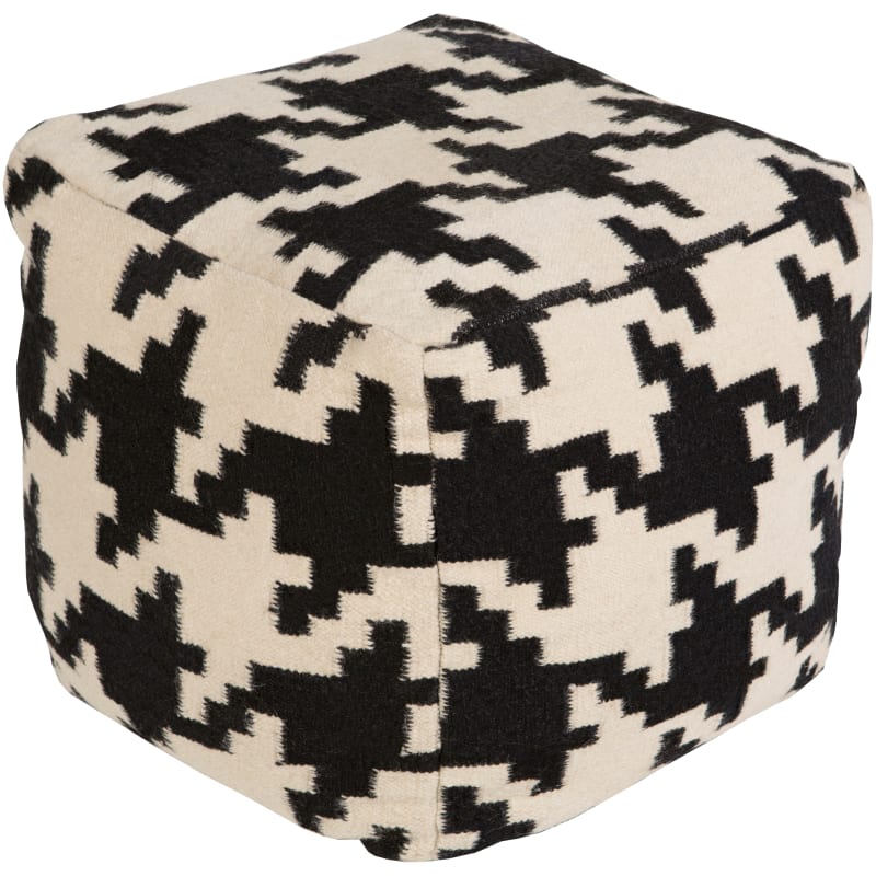 Surya Su Pouf Area Rug POUF-173 Caviar Modern Houndstooth 18  x 18  x 18