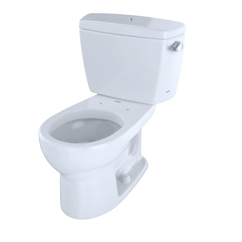 TOTO CST743ERB#01 Eco Drake Two Piece Round 1.28 GPF Toilet with E-Max Flush System Right-Hand Trip Lever and Bolt-Down Tank Lid - Less Seat Cotton