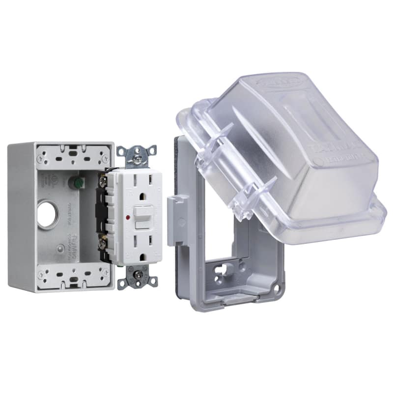 TayMac MKG420S 5" GFCI While-In-Use Cover And Box Clear Rough Electric Boxes