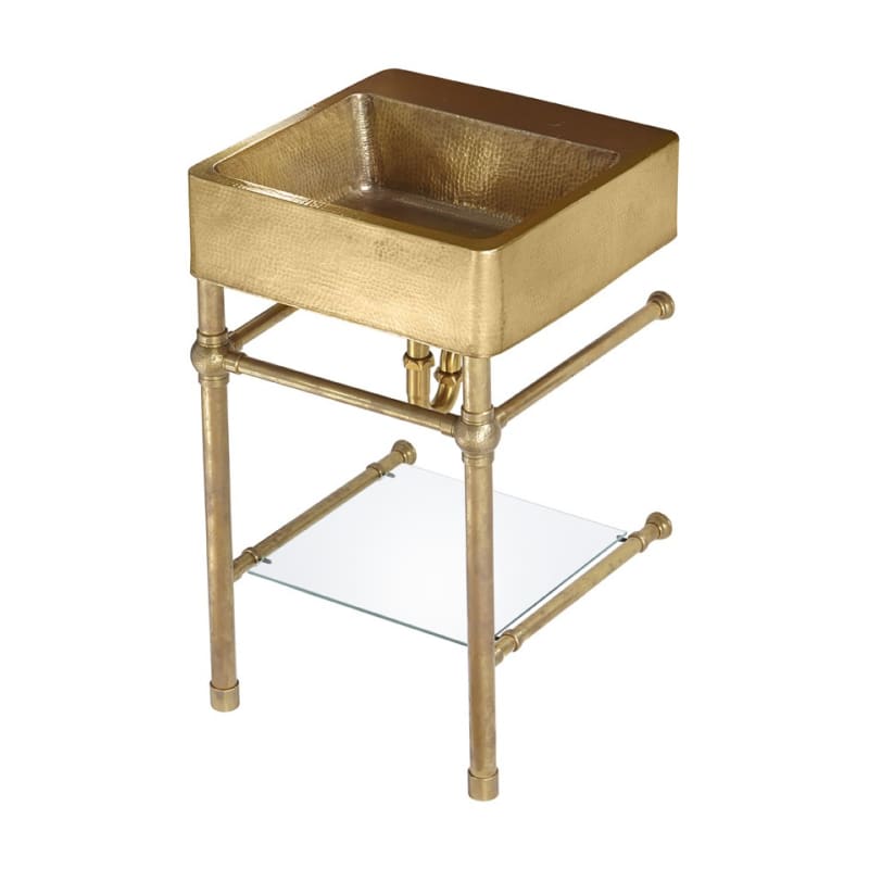 Thompson Traders PV-3420ASG Palmer Bathroom Sink with Console Legs and Glass She Antique Satin Gold Fixture Lavatory Sink Console Sets